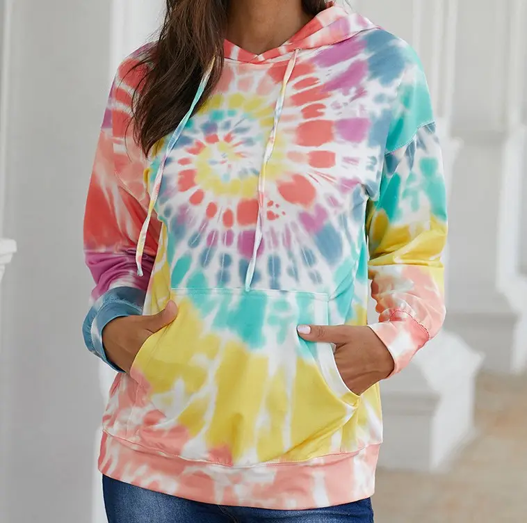 Women's Tie-Dye Hooded Sweatshirt Long Sleeve Autumn Winter — feature 11