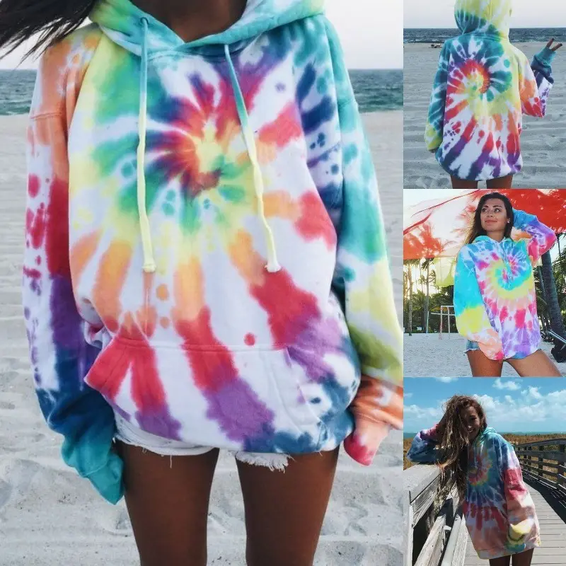 Women's Tie-Dye Hooded Sweatshirt Long Sleeve Autumn Winter — feature 2