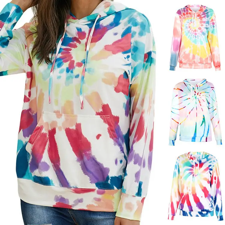 Women's Tie-Dye Hooded Sweatshirt Long Sleeve Autumn Winter — feature 4