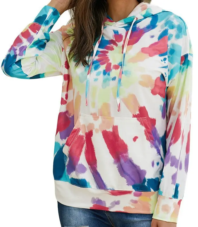Women's Tie-Dye Hooded Sweatshirt Long Sleeve Autumn Winter — feature 5
