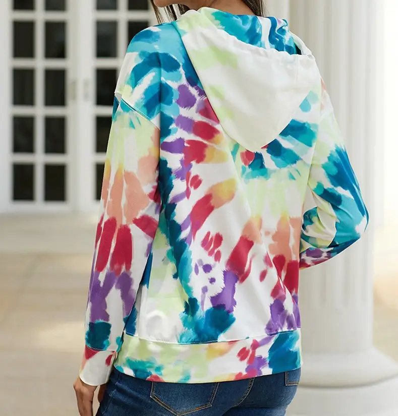 Women's Tie-Dye Hooded Sweatshirt Long Sleeve Autumn Winter — feature 6
