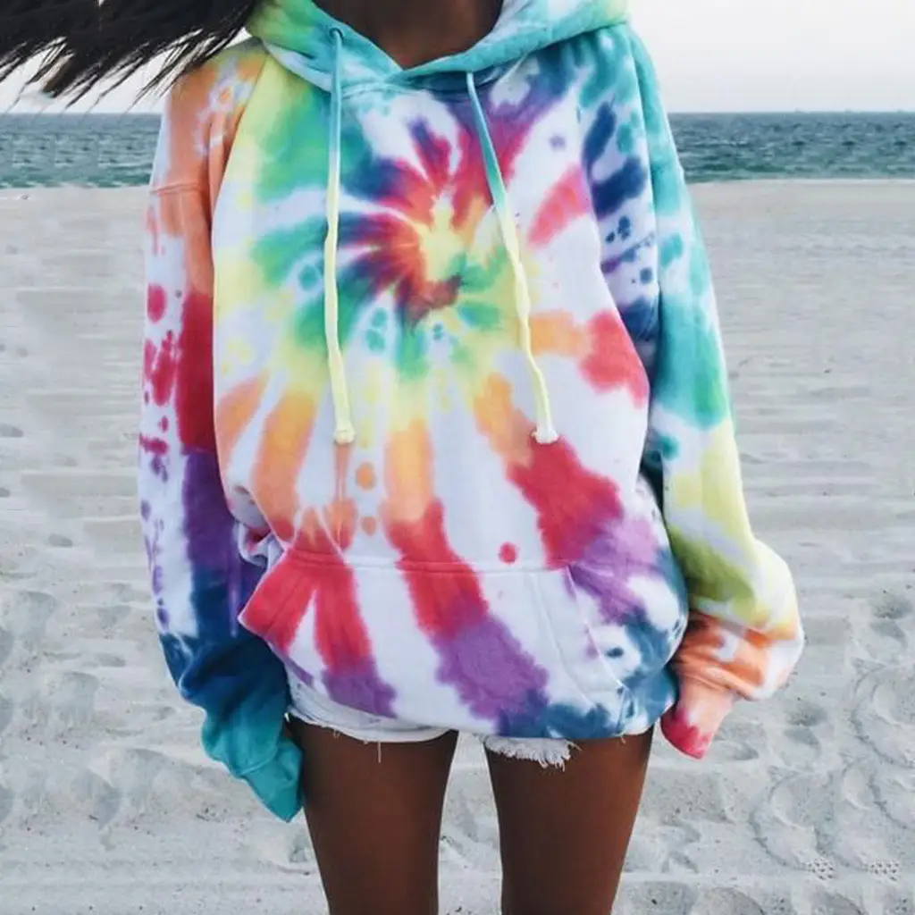 Women's Tie-Dye Hooded Sweatshirt Long Sleeve Autumn Winter - Image 3