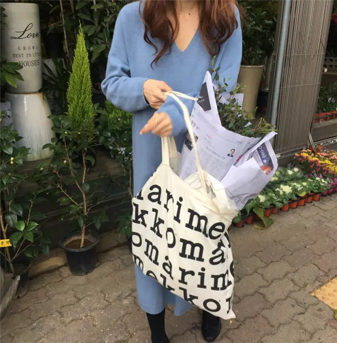 Korean Style Slim V Neck Knitted Dress Brown Long Coat — feature 5