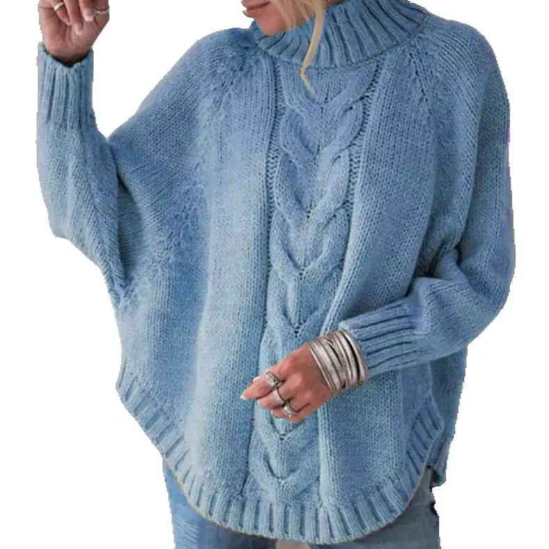 Women Knitted Half Turtleneck Sweater Rose Brown - Image 12