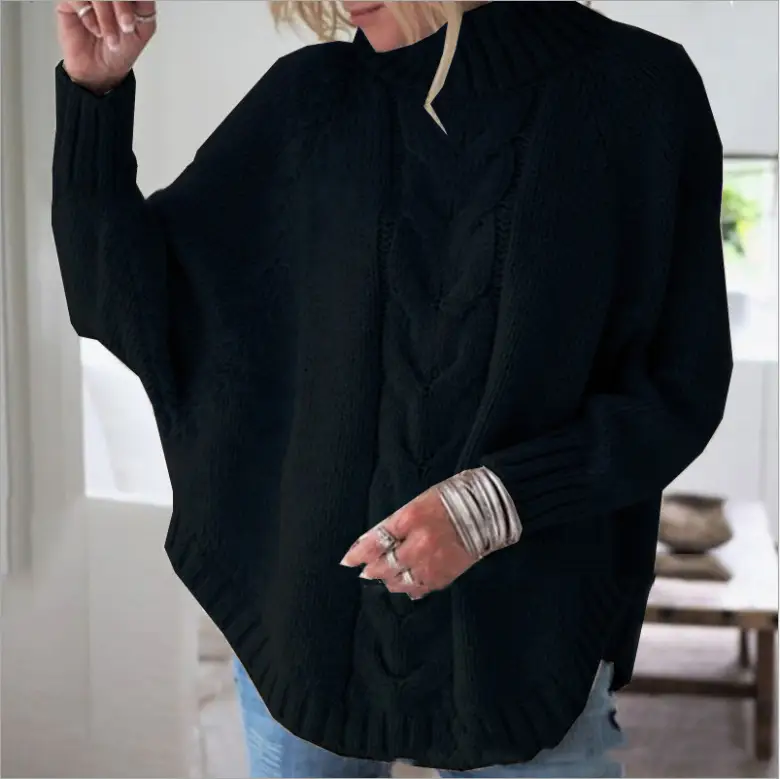 Women Knitted Half Turtleneck Sweater Rose Brown - Image 5