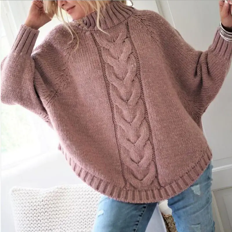 Women's Black Knitted Bat Sleeve Sweater Plus Size - Image 8