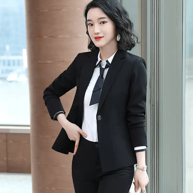 Professional Navy Blue Women's Suit Large Size - Image 4