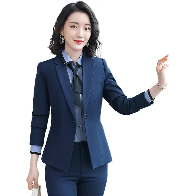 Professional Navy Blue Women's Suit Large Size - Image 5