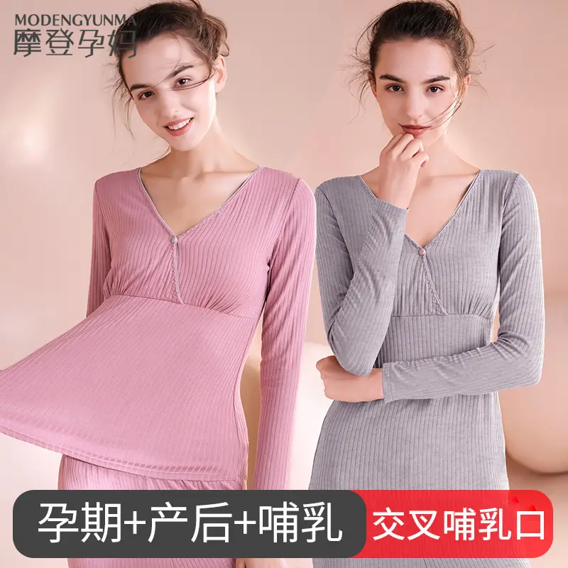 Purple Long Sleeve Bra Maternity Top Modal Confining Summer Wear - Image 10