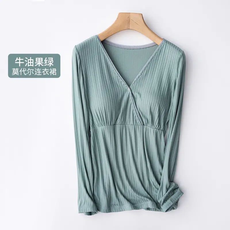Purple Long Sleeve Bra Maternity Top Modal Confining Summer Wear - Image 2
