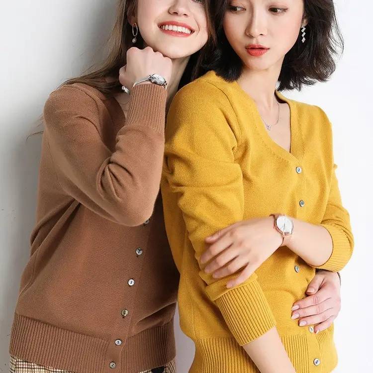 Pink V-Neck Knitted Cardigan Plus Size Long Sleeve - Image 19