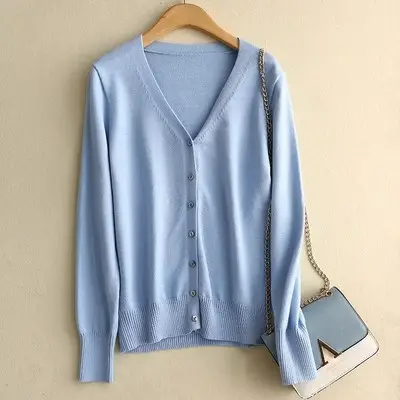 Pink V-Neck Knitted Cardigan Plus Size Long Sleeve - Image 12