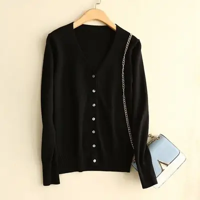Pink V-Neck Knitted Cardigan Plus Size Long Sleeve - Image 4