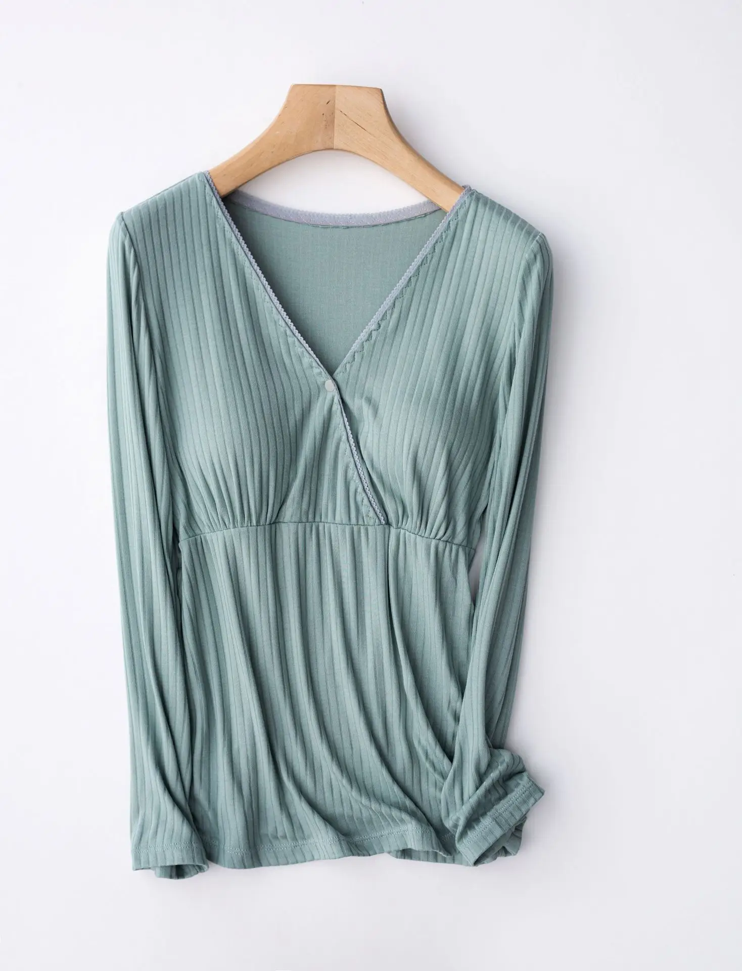 Lilac Long Sleeve V-Neck Pajama for Women - Image 2