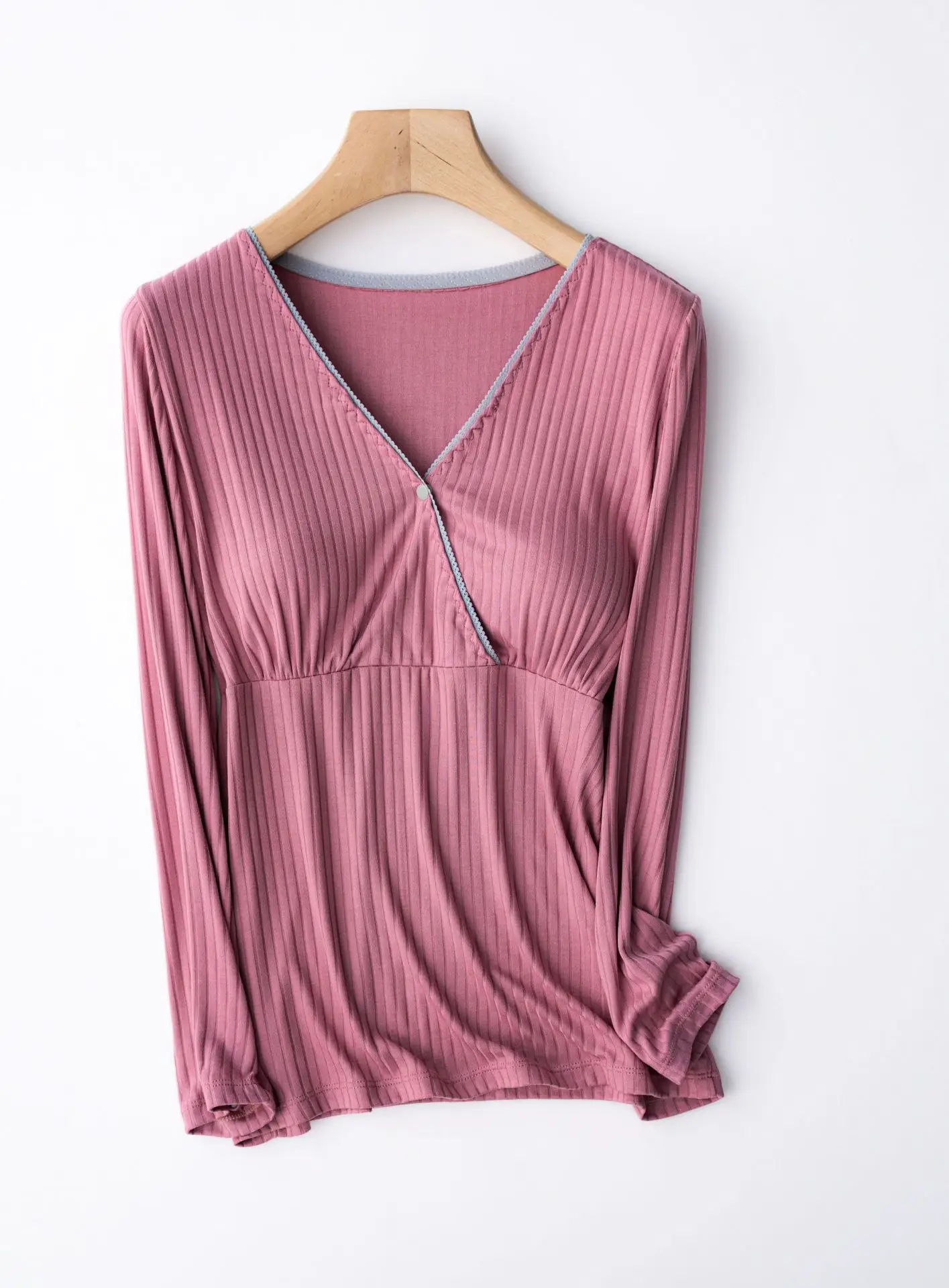 Lilac Long Sleeve V-Neck Pajama for Women - Image 7
