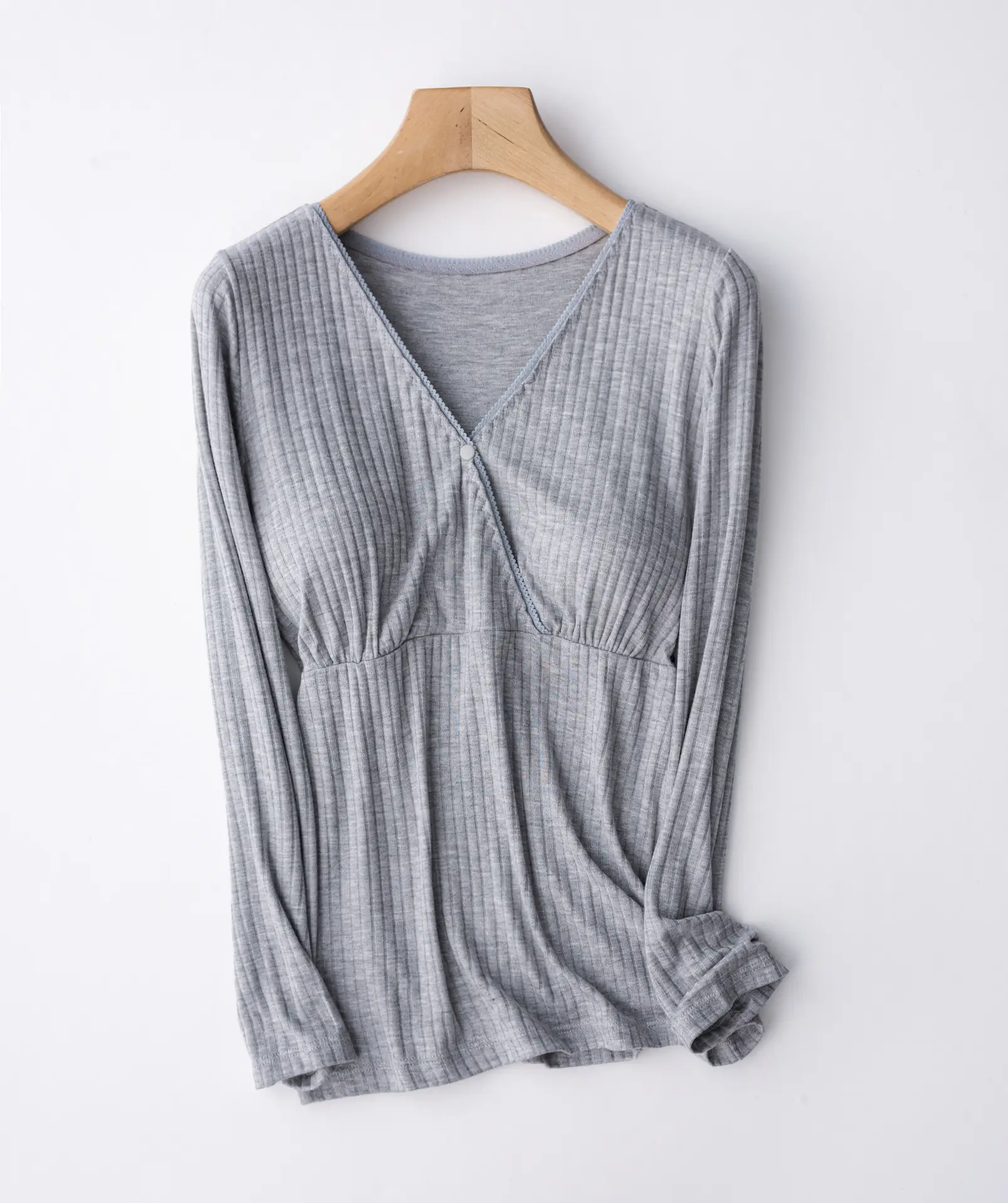 Lilac Long Sleeve V-Neck Pajama for Women - Image 8