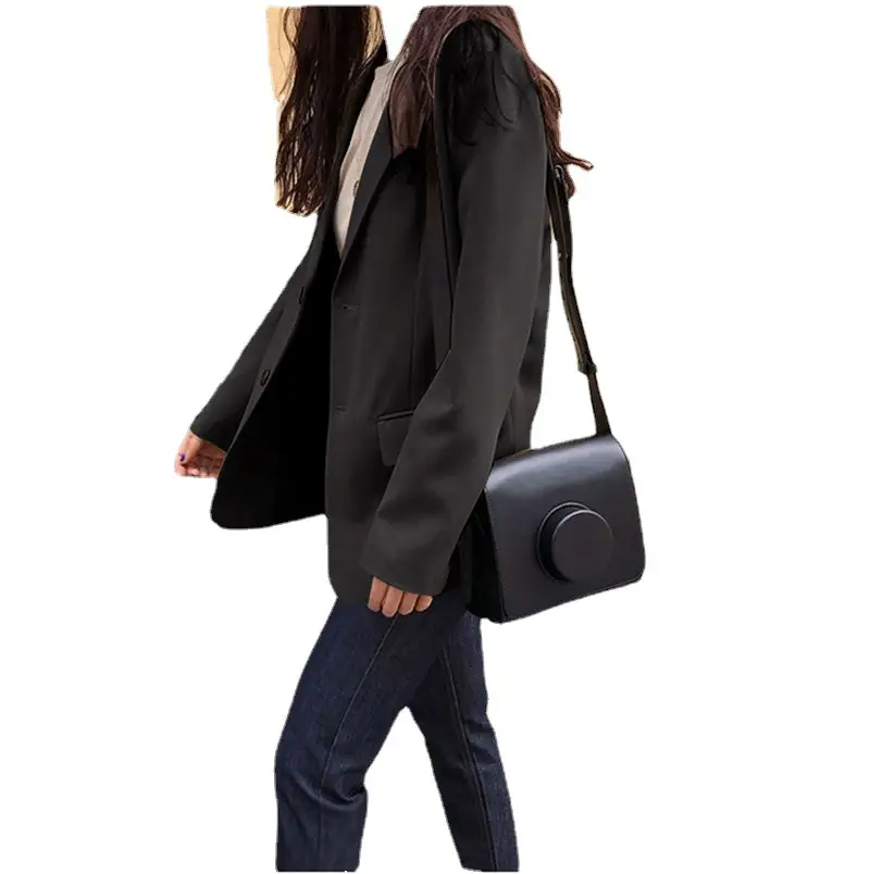 Korean Style Black Blazer for Women Loose Fit