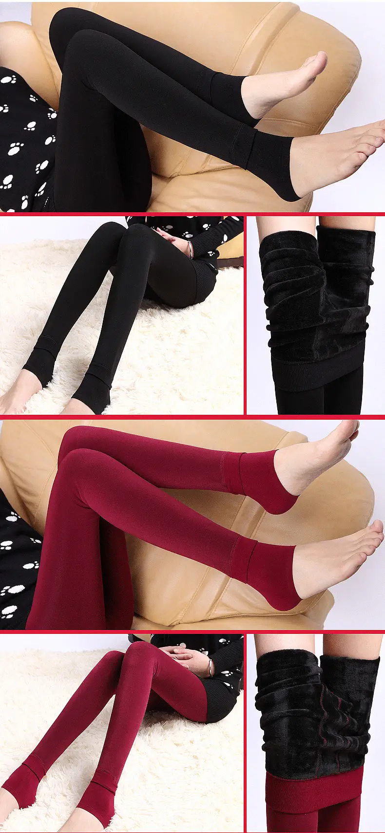 Women Velvet Padded Foot Warmers Brown Autumn Winter — feature 12