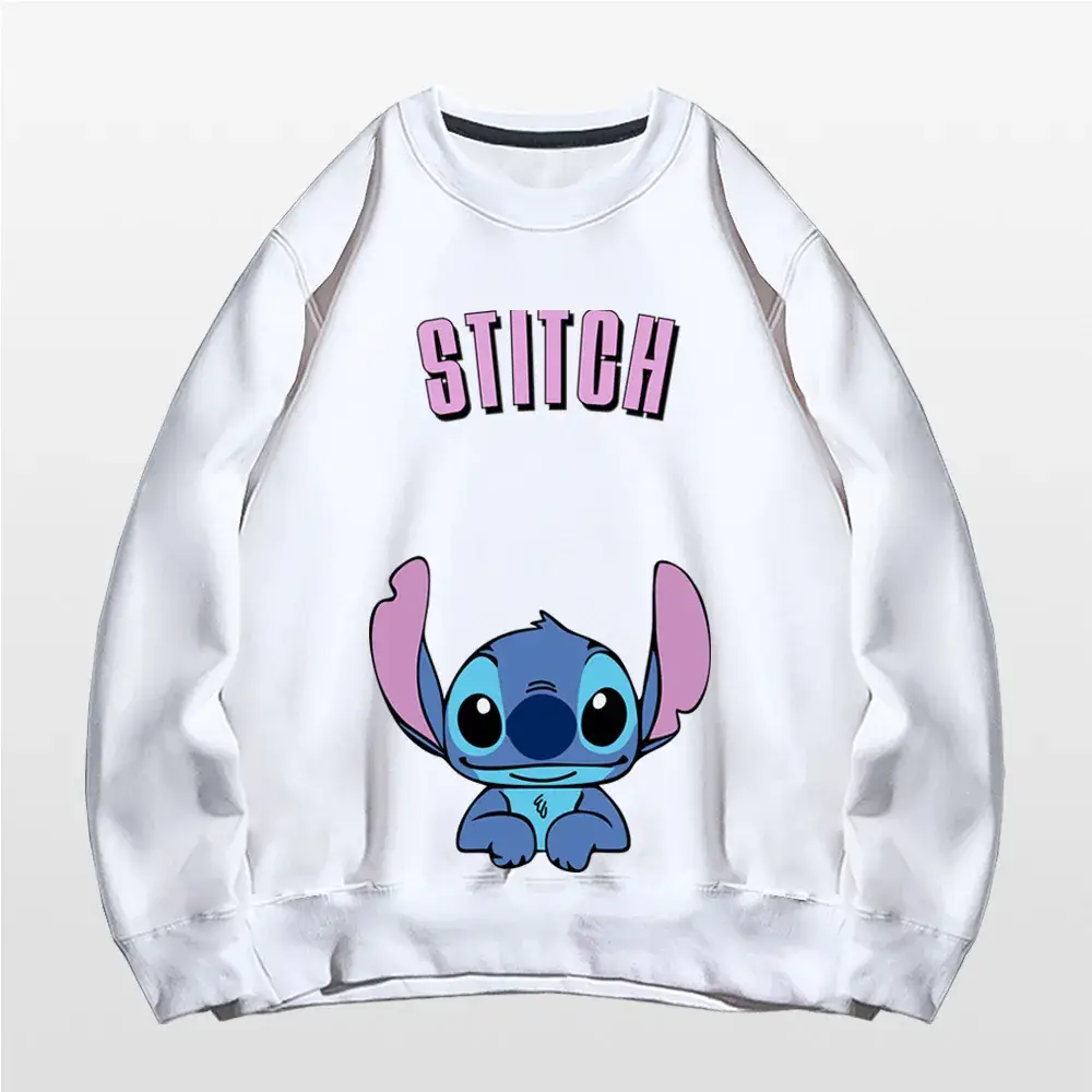 Stitch Graphic Sweatshirt Black Long Sleeve - Image 2