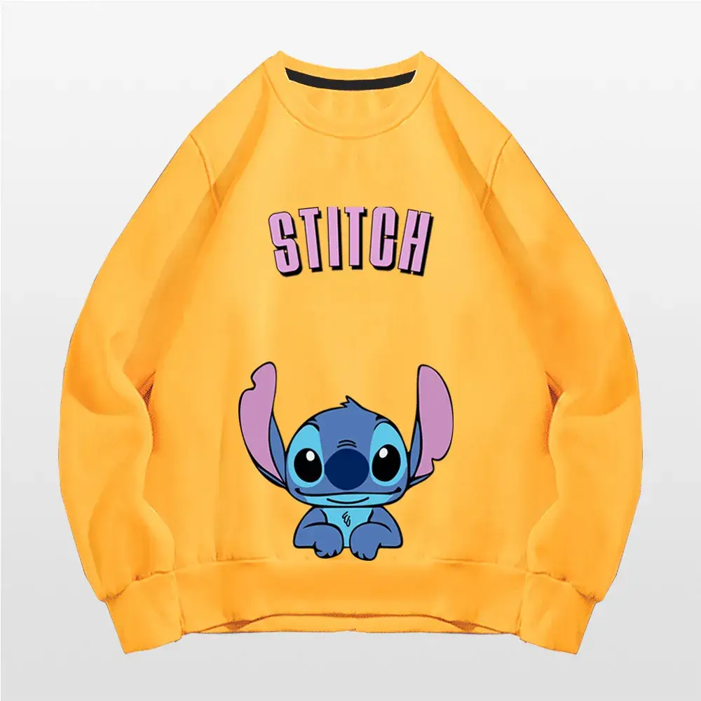 Stitch Graphic Sweatshirt Black Long Sleeve - Image 3