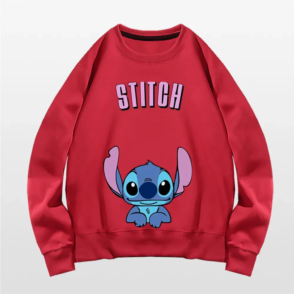 Stitch Graphic Sweatshirt Black Long Sleeve - Image 4