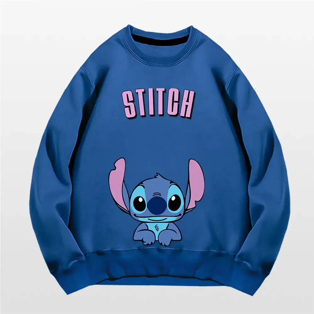 Stitch Graphic Sweatshirt Black Long Sleeve - Image 5