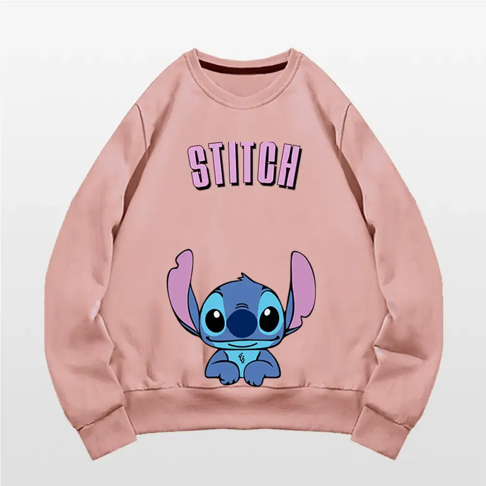 Stitch Graphic Sweatshirt Black Long Sleeve - Image 7