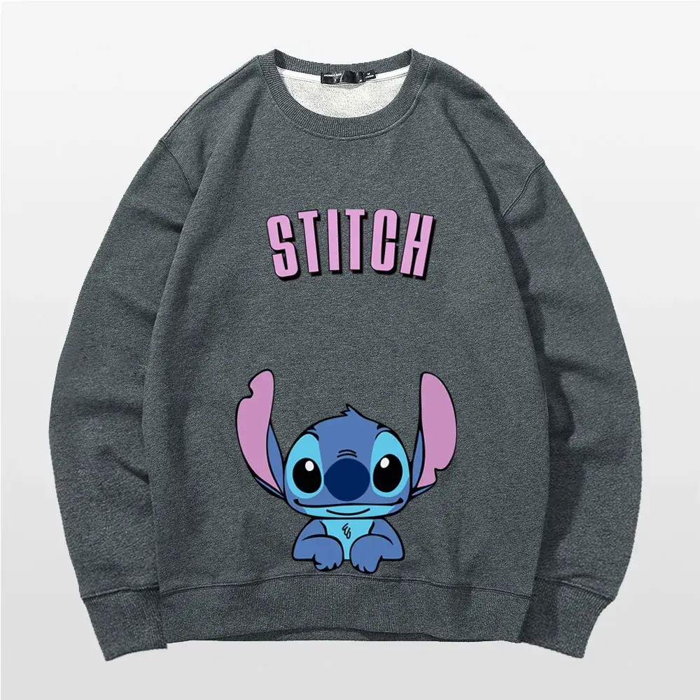 Stitch Graphic Sweatshirt Black Long Sleeve - Image 8