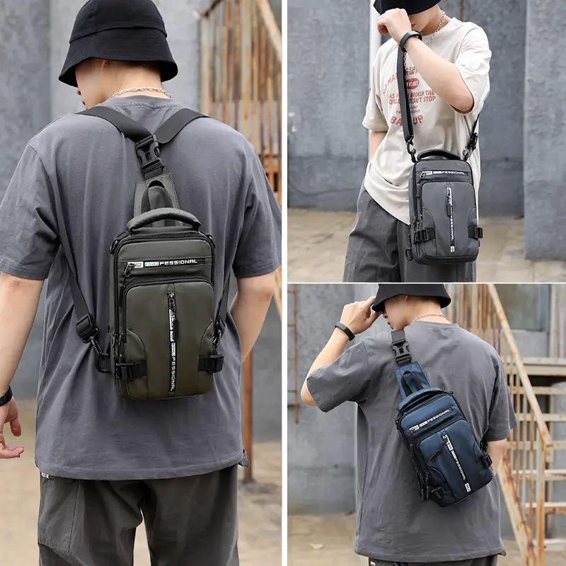 Men's Waterproof Crossbody Backpack Grey - Image 7