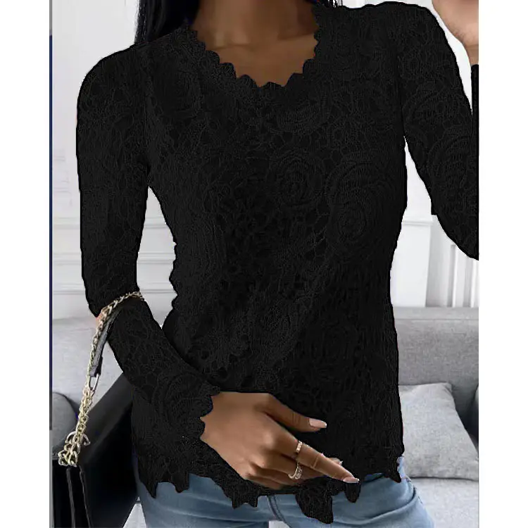White Lace Long Sleeve Women's Top 2025 Summer - Image 12