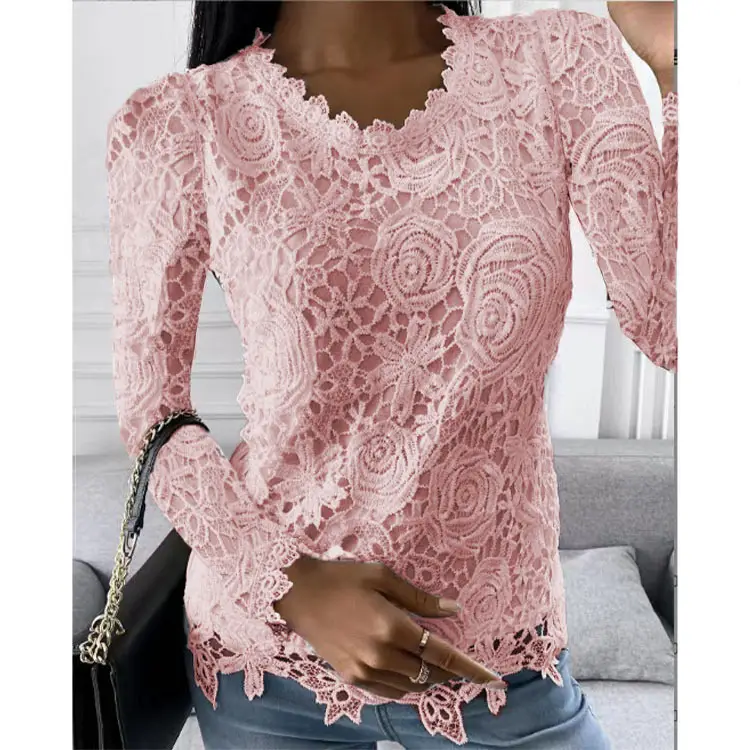 White Lace Long Sleeve Women's Top 2025 Summer - Image 13
