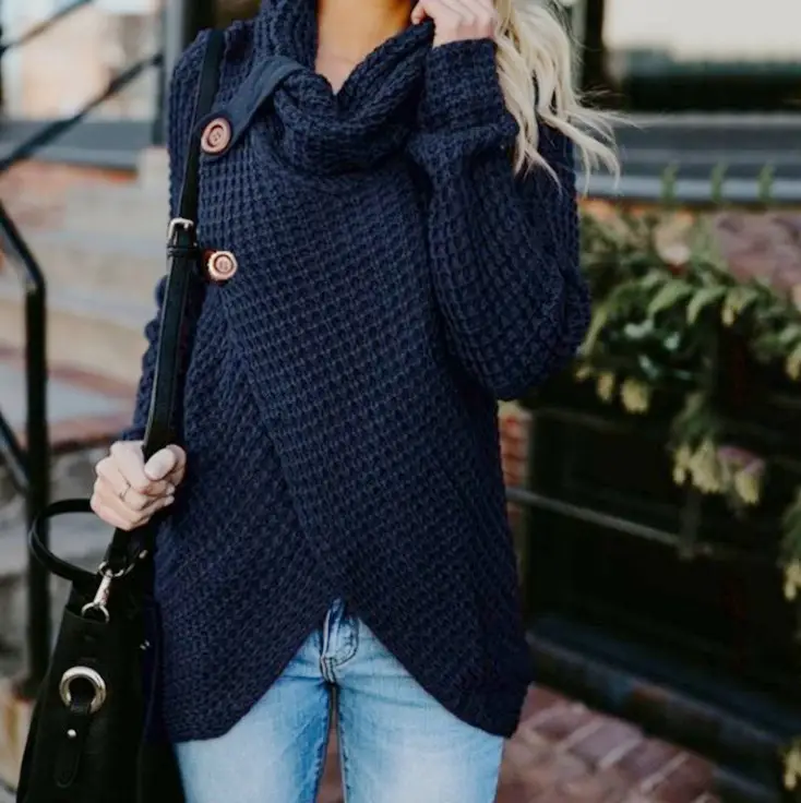 Women Knitted Cardigan Sweater Winter Top Cotton Green - Image 6