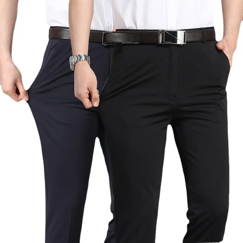 Men's Business Black Slim Fit Slim Elastic Pants - Image 75
