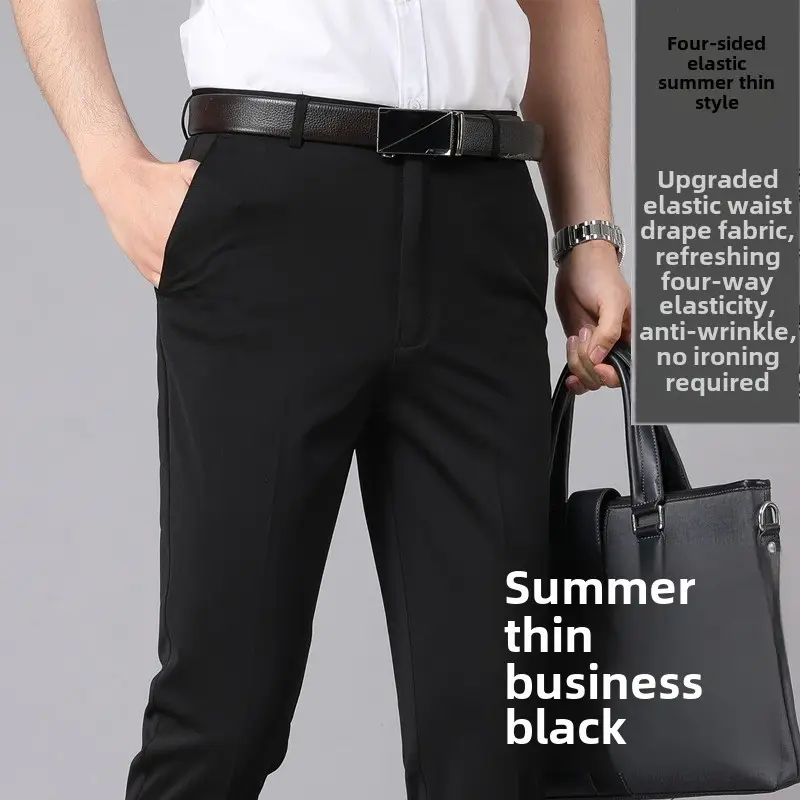 Men's Business Black Slim Fit Slim Elastic Pants - Image 6