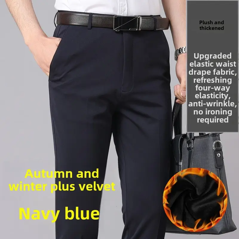 Men's Business Black Slim Fit Slim Elastic Pants - Image 61