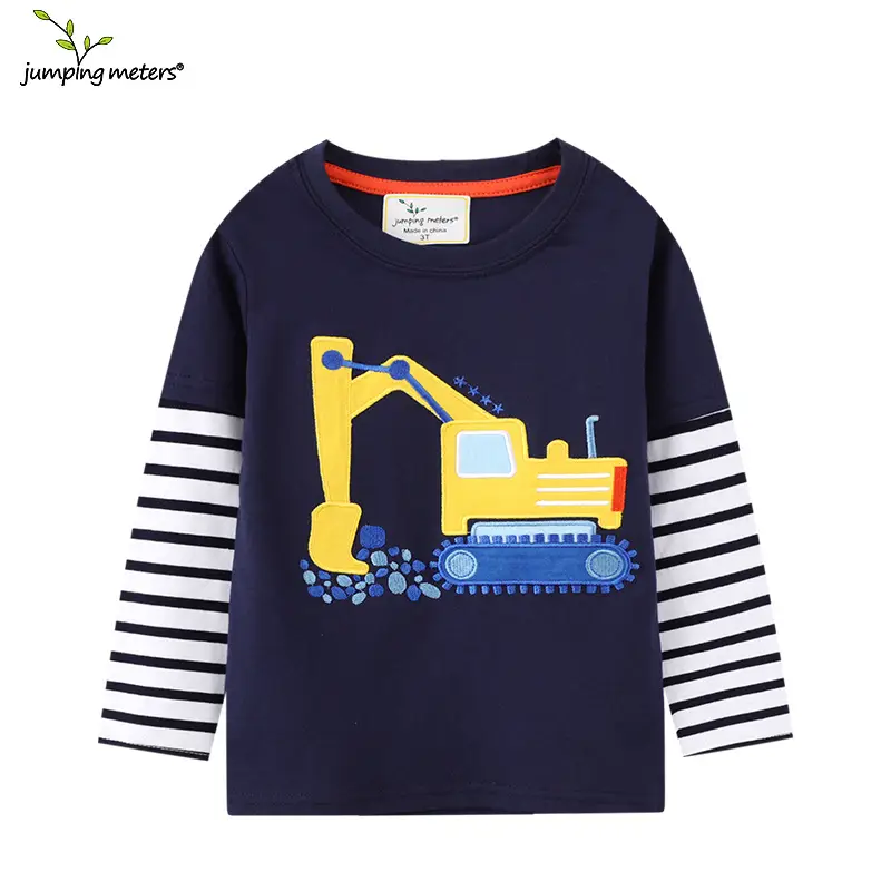 Boys Cotton Embroidered T-Shirt Navy Blue Round Neck - Image 2