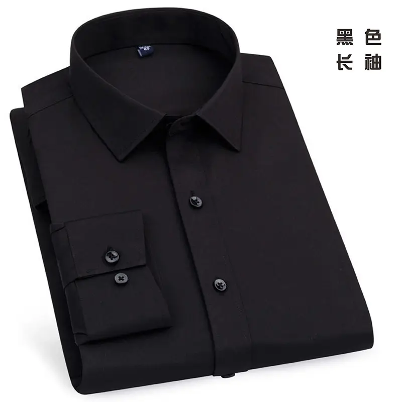 Men's Black Long Sleeve Business Shirt 2020 - Image 4