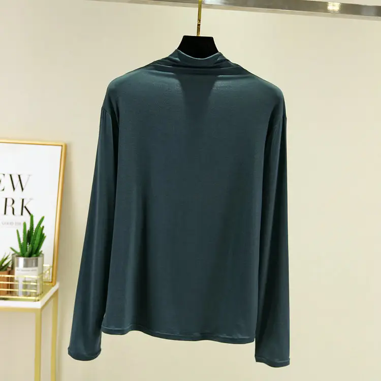 Women's New Modal Collar T-Shirt Brown Large - Image 5