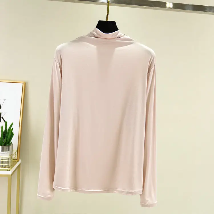 Women's New Modal Collar T-Shirt Brown Large - Image 8