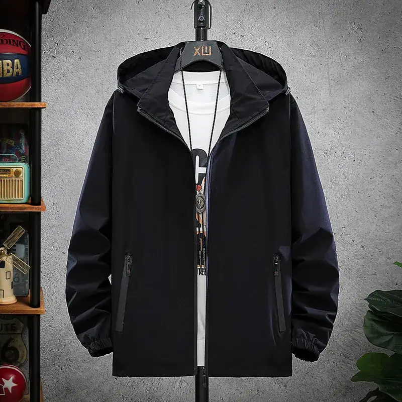 Men's Black Hoodie Jacket Spring Fall 2025 - Image 3