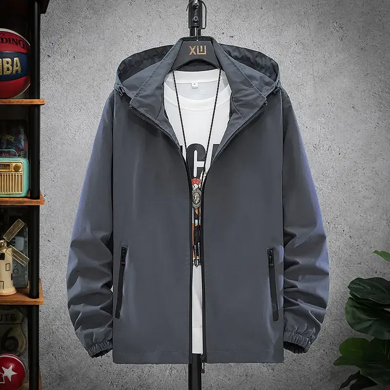 Men's Black Hoodie Jacket Spring Fall 2025 - Image 5