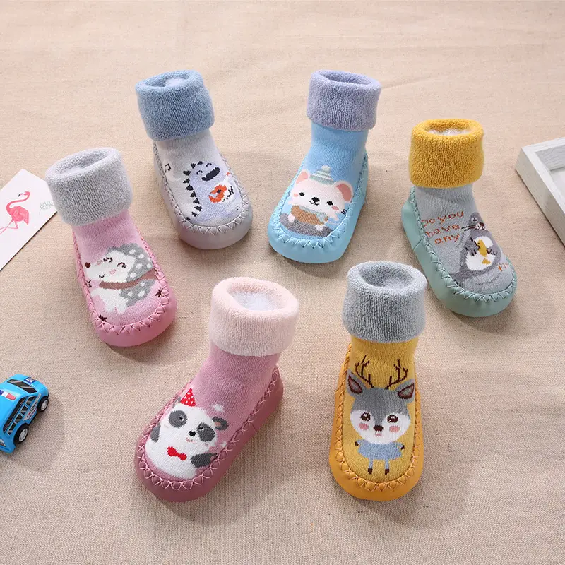 Baby Cotton Socks Blue Cat Design Long Tube Anti-Slip
