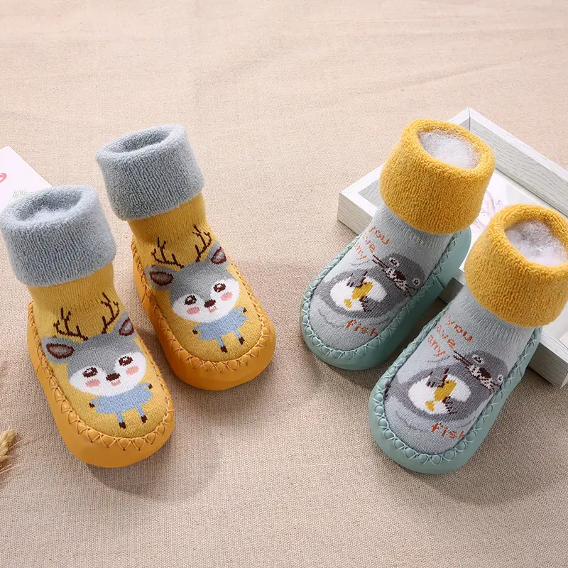 Baby Cotton Socks Blue Cat Design Long Tube Anti-Slip