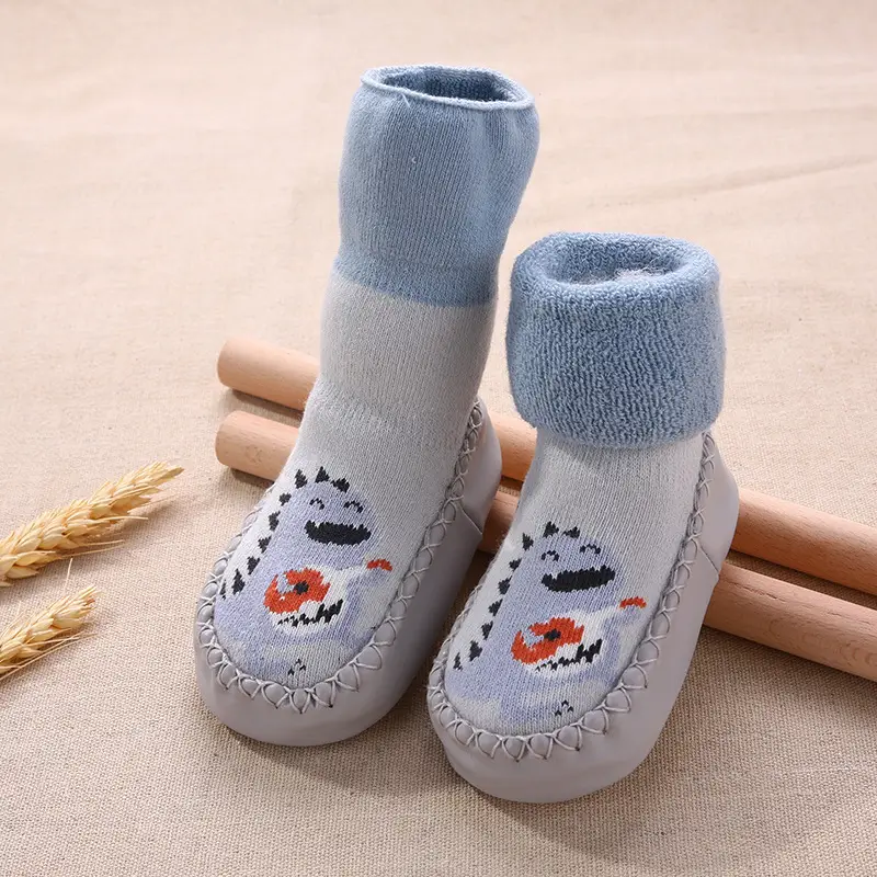 Baby Cotton Socks Blue Cat Design Long Tube Anti-Slip