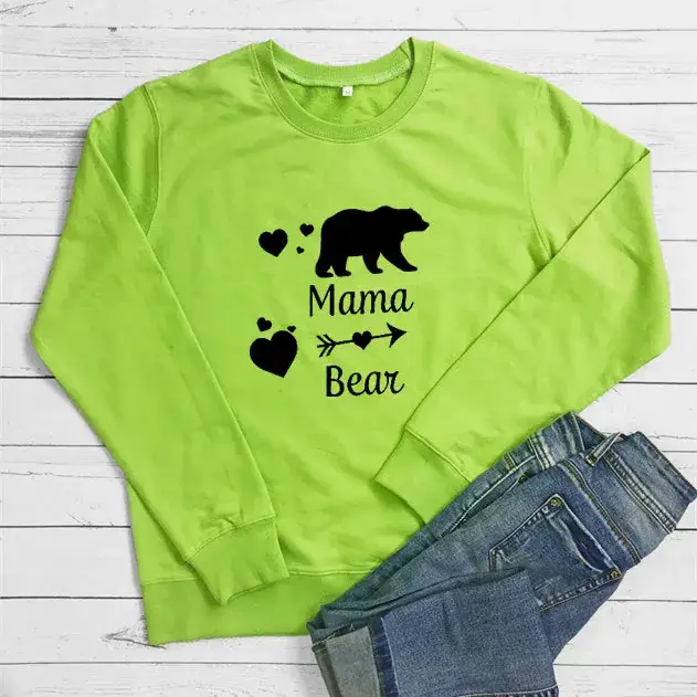 Mama Bear Letter Green Sweatshirt for Women - Image 4