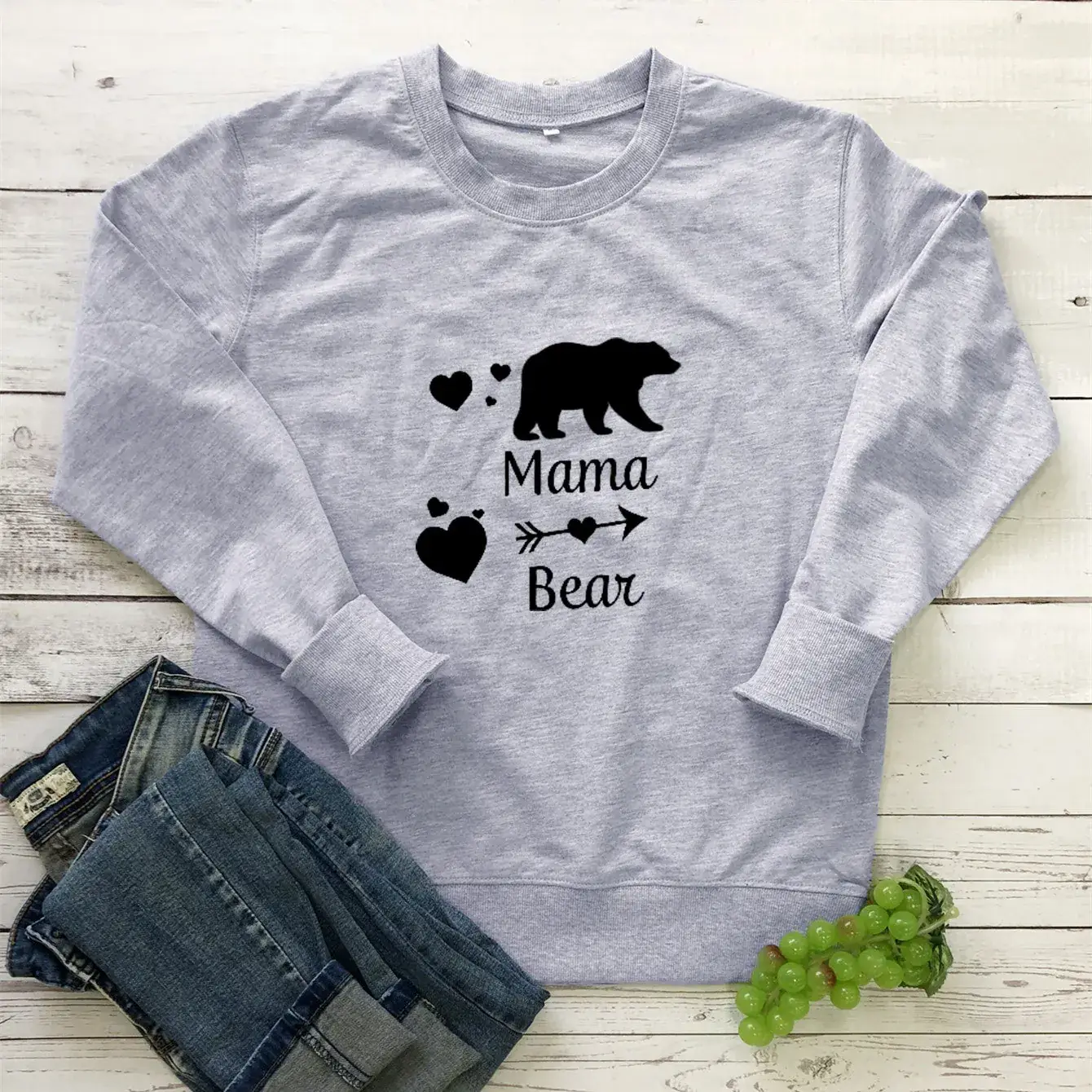 Mama Bear Letter Green Sweatshirt for Women - Image 5