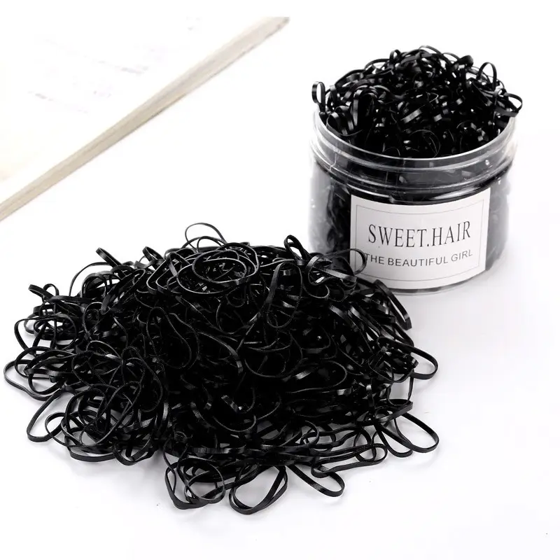 500 Pcs Black Hair Rope Rubber Band for Women
