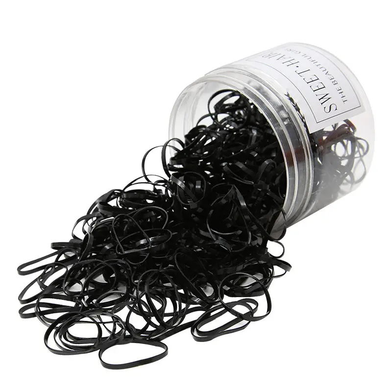 500 Pcs Black Hair Rope Rubber Band for Women