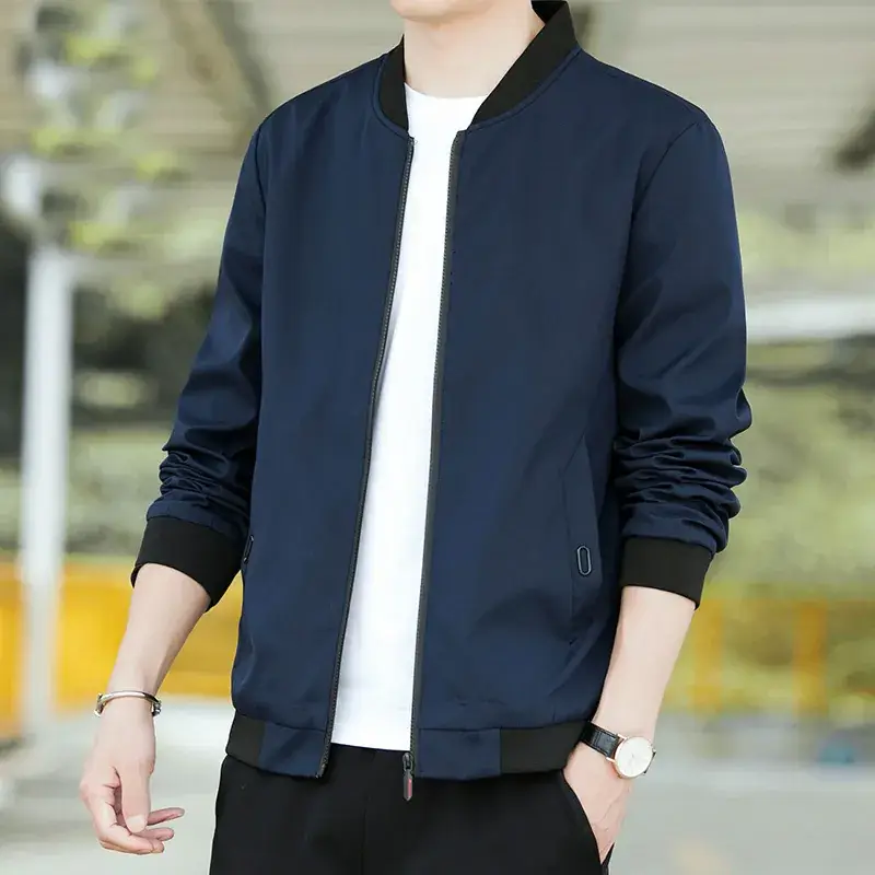 Men's Black Slim Fit Jacket with Collar Top - Image 6