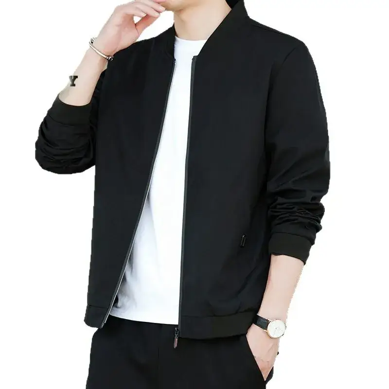 Men's Black Slim Fit Jacket with Collar Top - Image 8